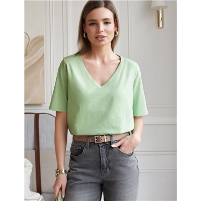 Футболка из 100% хлопка с V-образным вырезом