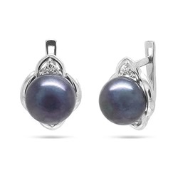 Серьги из серебра жемчуг, С1540ч