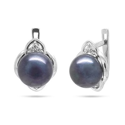 Серьги из серебра жемчуг, С1540ч