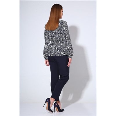 Liona Style 763 цветы_синий, Брюки,  Блуза