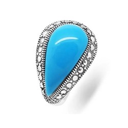 Кольцо из серебра бирюза пресс., марказит, SL-AGA20