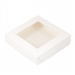 Коробка для печенья 12*12*3 см, белая с окном