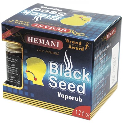 BLACK SEED Vapor Rub, Hemani (Мазь ВАПОР РАБ С СЕМЕНАМИ ЧЕРНОГО ТМИНА для горла и носа, Хемани), 50 мл.
