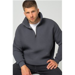 Мужская толстовка из футера с начесом с воротником на молнии Happyfox