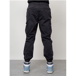 Джинсы карго мужские с накладными карманами темно-серого цвета 2427TC