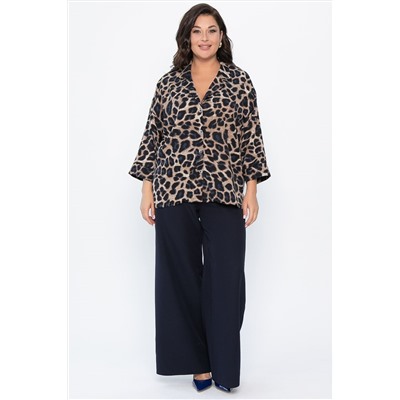 Костюм брючный Осенний шик (синий/лео) К14282-7М