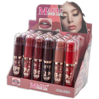 Блеск для губ + помада MAGIC LIP GLOSS LC-590 (мин.24шт.) Karite