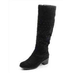 LM57-1604-1BM BLACK Сапоги женские (натуральная замша, натуральный мех (еврозима)) размер 37
