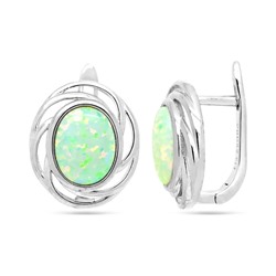 Серьги из серебра опал белый, МОВ0303
