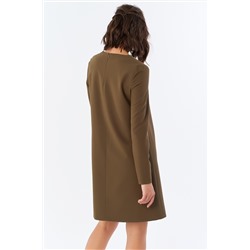 Платье повседневное прямое с карманами хаки