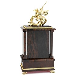 Часы из обсидиана коричневого "Георгий Победоносец" 180*100*405мм