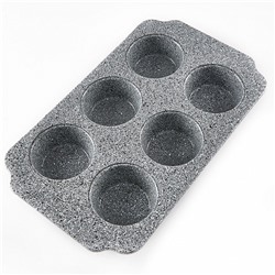 Форма для выпечки 6 кексов 30×18×3 см с антипригарным покрытием "Marble" BE-4608N-1