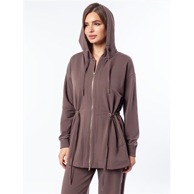 Парка с золотистой фурнитурой из тонкого эластичного футера