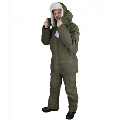 Костюм мужской "Nerub" зимний, куртка/полукомб. (Tokio/Fleece) олива К-474
