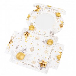 Коробка для печенья "Золотой Новый год" с окном, 12*12*3 см