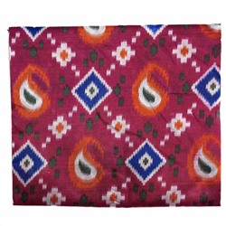 Сари TILAK с печатным принтом ЭТНИКА, цвет СИНЕ-РОЗОВЫЙ (Size: Onesize, с отрезом для блузы), РАЗНЫЙ ДИЗАЙН, 1 шт.