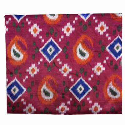 Сари TILAK с печатным принтом ЭТНИКА, цвет СИНЕ-РОЗОВЫЙ (Size: Onesize, с отрезом для блузы), РАЗНЫЙ ДИЗАЙН, 1 шт.