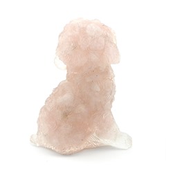 Собака из розового кварца и смолы 50*40*65мм