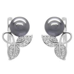Серьги из серебра жемчуг, С1331ч