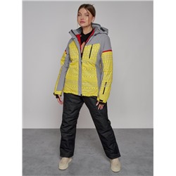 Горнолыжная куртка женская зимняя желтого цвета 2272J