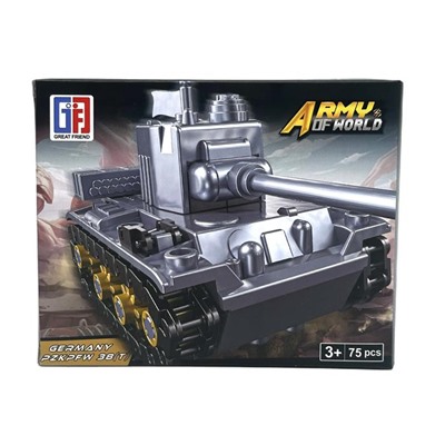 Конструктор ARMY OF WORLD Танк 75дет. 14*11см / 123-336-F