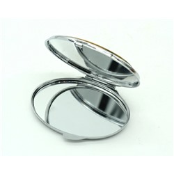 Карманное зеркальце с накладкой из тигрового глаз, овальное, серебристое