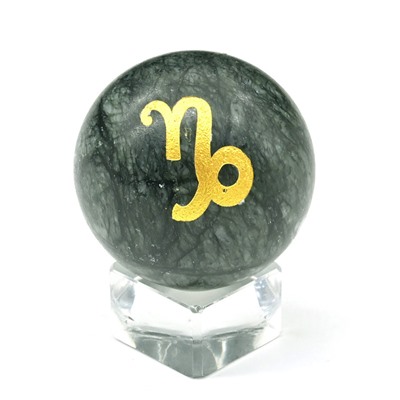 Шар из нефрита бовена, знак зодиака "Козерог" диаметр 48мм.