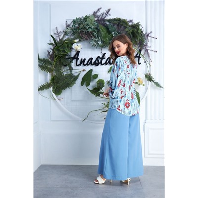 Anastasia 605 голубой, Брюки,  Блуза