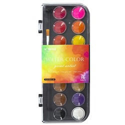 Краски акварельные 16цв.  Yalong Color неоновые с кист. пласт.упаковка YL212231-16
