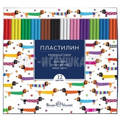 Пластилин воск. 12 цв. 250 гр Happycolor в ассортименте Bruno Visconti 34-0009/1, 34-0009/1