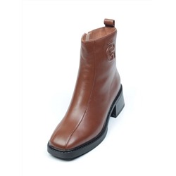 CQ112-2 BROWN Ботинки демисезонные женские (натуральная кожа, байка) размер 36