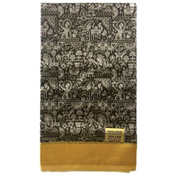 Сари ISHITA HOUSE, Dollar, с печатным принтом СБОР УРОЖАЯ, с ЖЕЛТОЙ каймой (Size: Onesize, с отрезом для блузы), 1 шт.