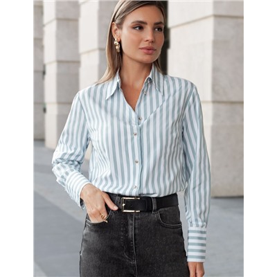 Блузка свободного силуэта с золотистыми пуговицами