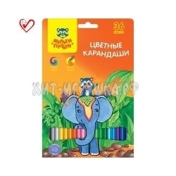 Карандаши цветные "Енот в Индии" 36 цв. Мульти-Пульти CP_10823, CP_10823