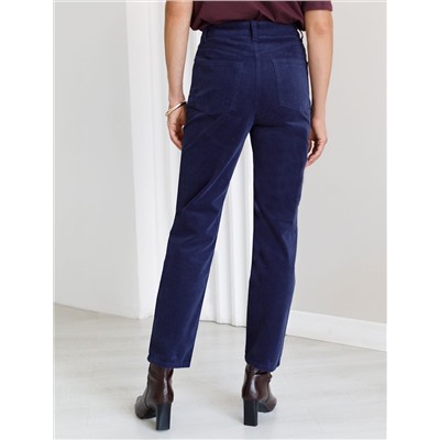 Укороченные эластичные брюки слим из микро вельвета