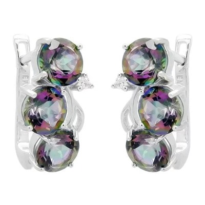 Серьги из серебра мистик кварц, Пейзаж