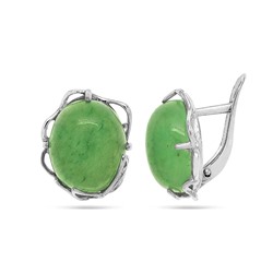 Серьги из серебра нефрит, СПН1775