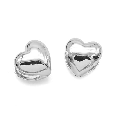 Серьги модные "Сердечки" 15*14мм, серебристые, 7г