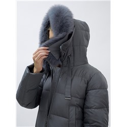 Пальто женское зимние с мехом песец большого размера серого цвета 622_1Sr