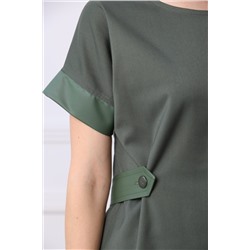 Платье с отделкой из кожи