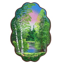 Картина с рисунком из камня, летнее утро "облачко" 31,5*46см, 700г
