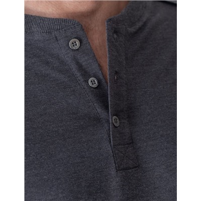 Тонкий лонгслив с круглым воротом на пуговицах из премиального хлопка с эластаном