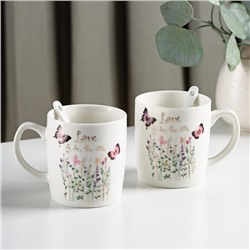 Набор кружек керамических с ложками «Весна», 2 предмета: 200 мл, рисунок МИКС