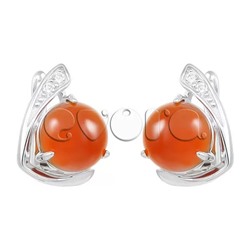 Серьги из серебра сердолик, МЦВ360