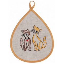 Комплект прихваток с вышивкой "Кошки" лен 100%