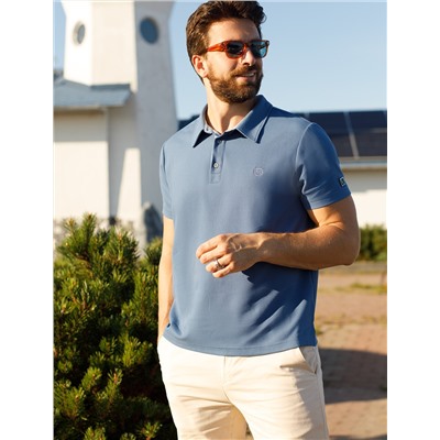 Футболка-поло из фактурного трикотажа