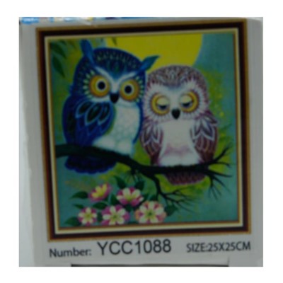 Алмазная мозаика без подрамника 25*25см Совушки