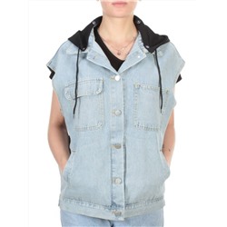 811 BLUE/BLACK Джинсовый жилет женский (100% хлопок) размер 56