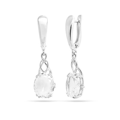 Серьги из серебра горный хрусталь, СПН048