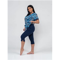 Костюм женский Текс-Плюс, цвет синий голубой бежевый